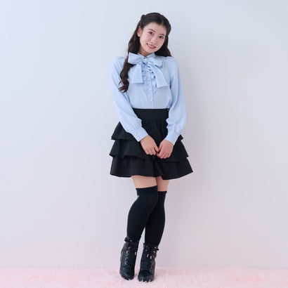 サテンリボンブローキングショートブーツ （黒）｜詳細画像