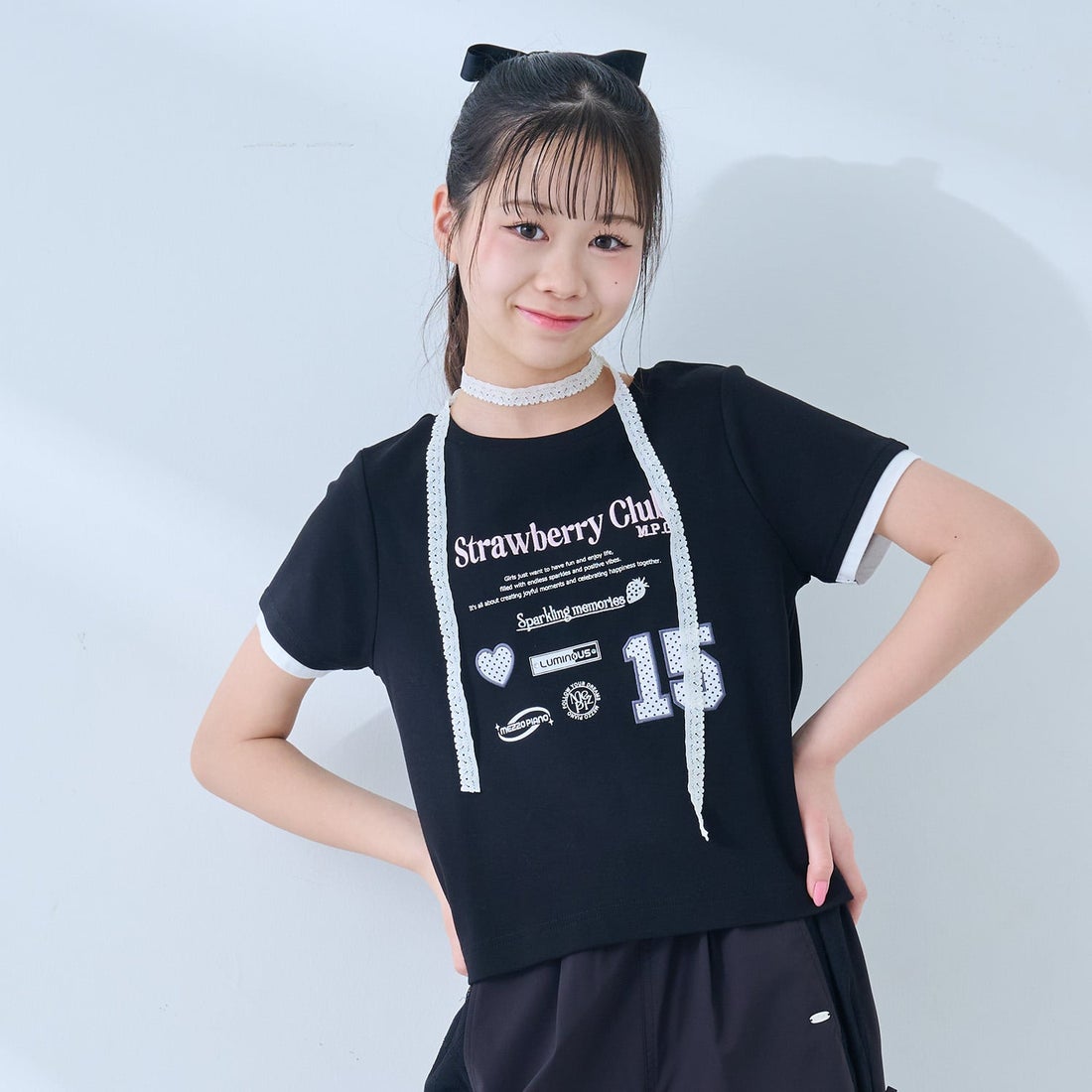メゾピアノ　mezzo piano Tシャツ メゾピアノジュニア mezzo piano junior 【接触冷感】ドットアップリケ