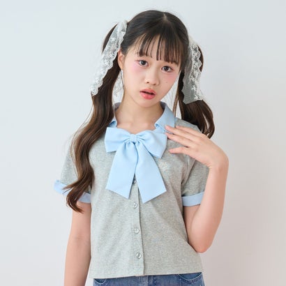 メゾピアノジュニア mezzo piano junior 【接触冷感】ボウタイつきドッキングレイヤードTシャツ （黒）｜詳細画像