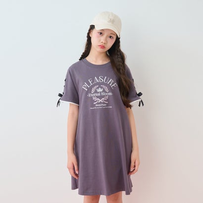 【接触冷感・吸水速乾】カレッジロゴTシャツワンピ （サックス）｜詳細画像