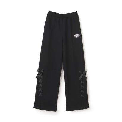 レースアップあったか裏起毛スウェットパンツ （シロ杢）｜詳細画像