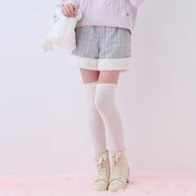 ふわふわフェイクファー付きラメツイードショートパンツ （ライト グレー）