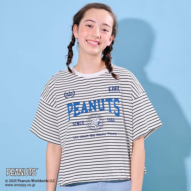 【PEANUTS】【接触冷感】ドロストヘムTシャツ （黒）