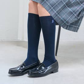 【卒服】ワンポイント刺しゅうハイソックス （ディープ ブルー）