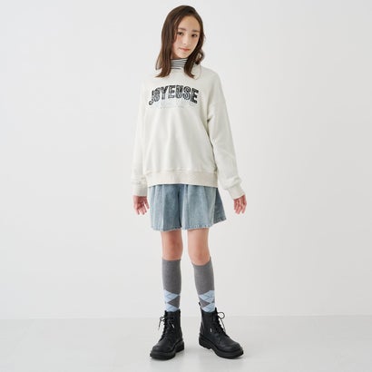 ポンポネットジュニア pom ponette junior レースワッペンラメ裏毛プルオーバー×タートルTシャツセット （トップ グレー）｜詳細画像