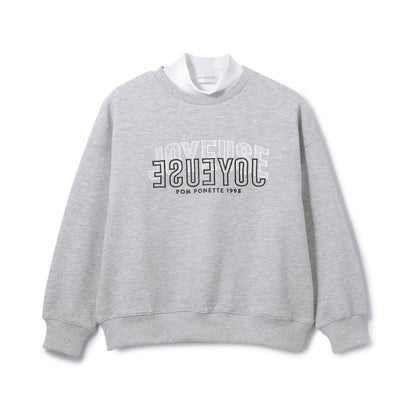 ポンポネットジュニア pom ponette junior レースワッペンラメ裏毛プルオーバー×タートルTシャツセット （トップ グレー）｜詳細画像