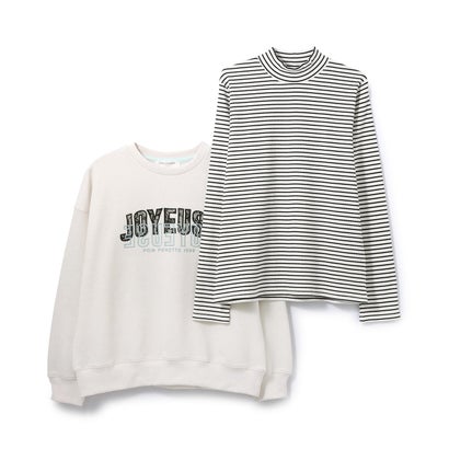 ポンポネットジュニア pom ponette junior レースワッペンラメ裏毛プルオーバー×タートルTシャツセット （アイボリー）｜詳細画像