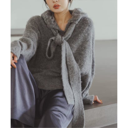 ノーブル NOBLE 《予約》CLOSED/クローズド Hoodie with bow tie （グレー）｜詳細画像
