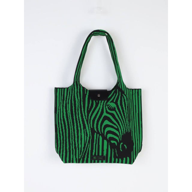 Zebra’s face&hipジャガードニットトートバッグ （グリーン）