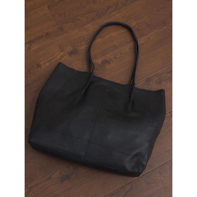 THIN LEATHER  SMOOTH WIDE TOTE BAG （ブラック）
