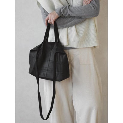 THIN LEATHER SMOOTH 3WAY TOTE BAG （ブラック）｜詳細画像