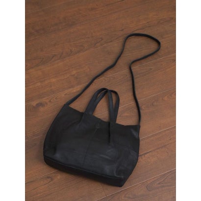 THIN LEATHER SMOOTH 3WAY TOTE BAG （ブラック）｜詳細画像