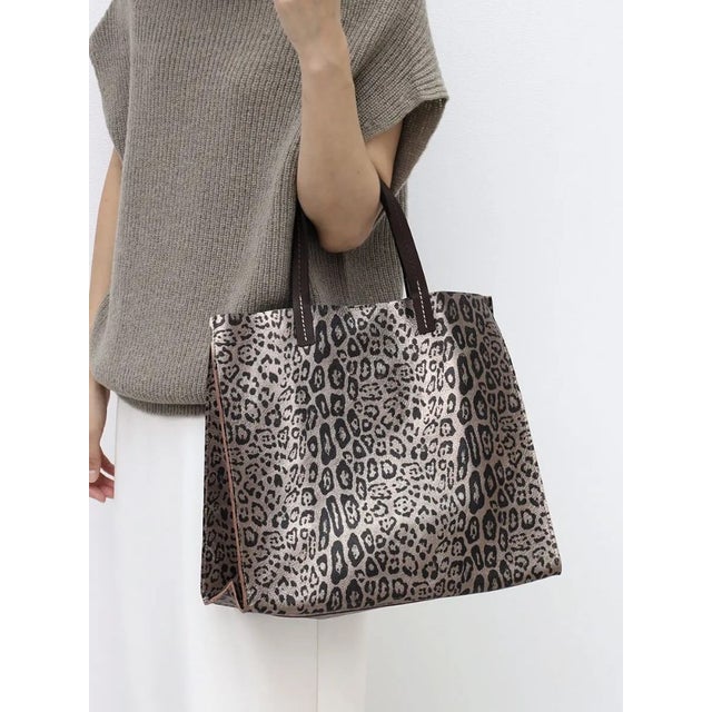 LEOPARD LEATHER TOTE BAG （ガンメタ）