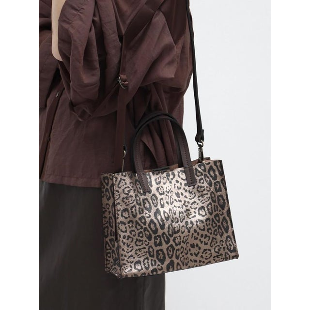 LEOPARD LEATHER 2WAY HANDBAG （ガンメタ）
