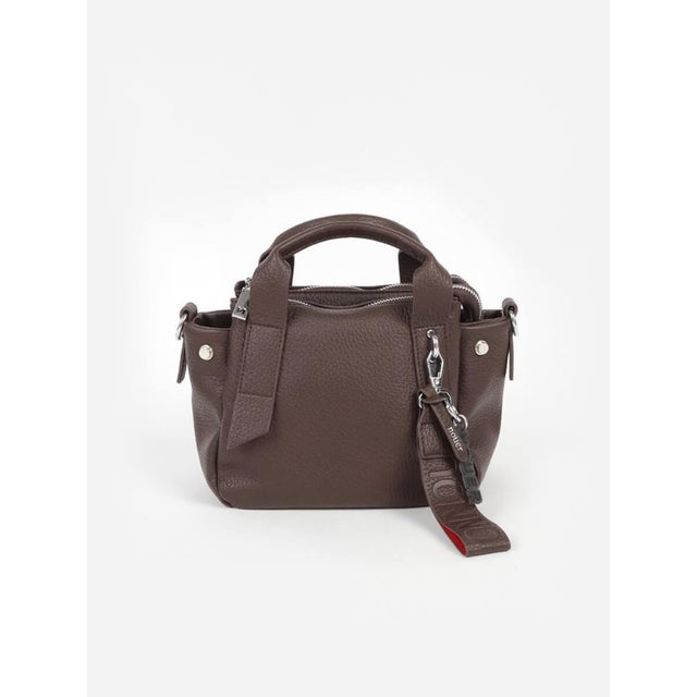 チャーム付きフェイクレザー2wayバッグ（silver,light gray,dark brown,khaki) （ダークブラウン）