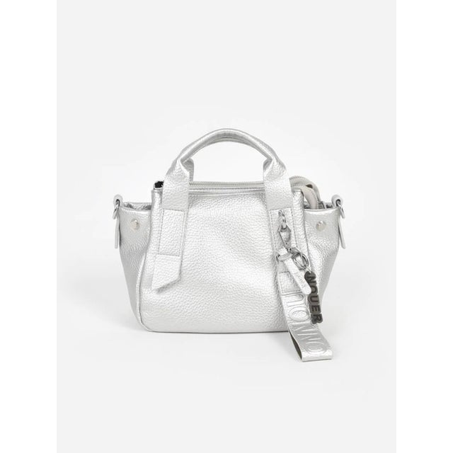 チャーム付きフェイクレザー2wayバッグ（silver,light gray,dark brown,khaki) （シルバー）