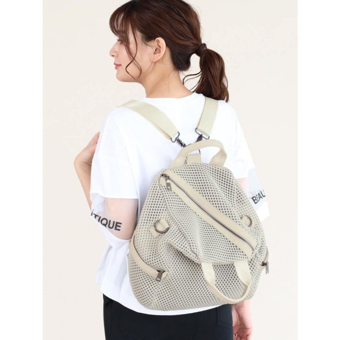 ヌエール nouer 3WAYメッシュバッグ(M Size) （チャコールグレー） -靴 