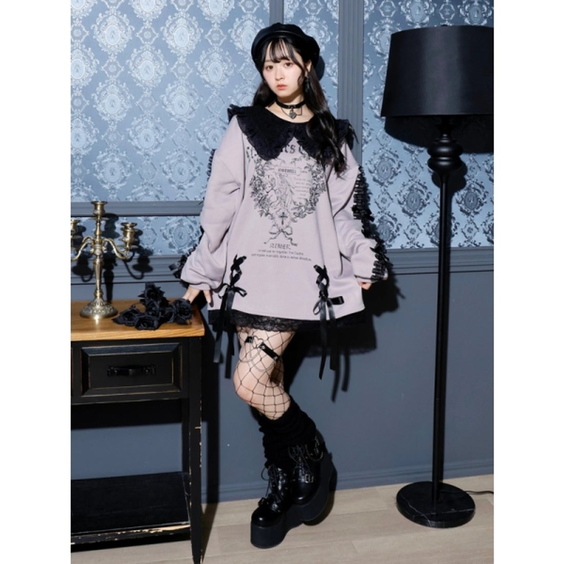 NOEMIEノエミーメニーリボンエンジェルゴシック裏起毛チュニック ノエミー NOEMIE メニーリボンエンジェルゴシック裏起毛チュニック