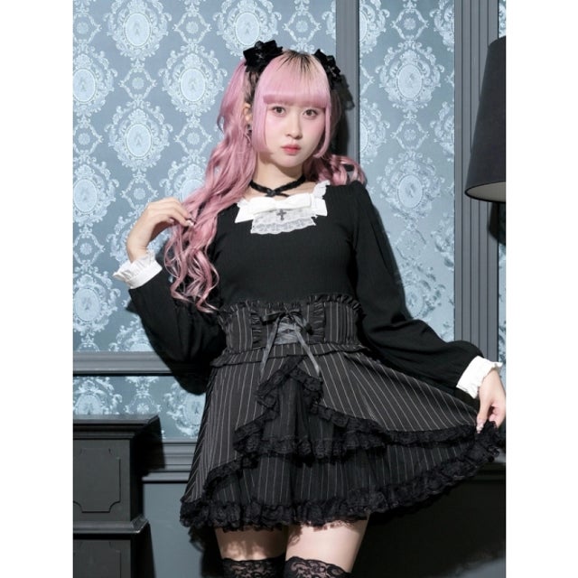 ゴシッククロスリボンチョーカーカットソー （黒）