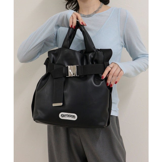 OUTDOOR PRODUCTS フェイクレザー2wayベルトトートS （ブラック）
