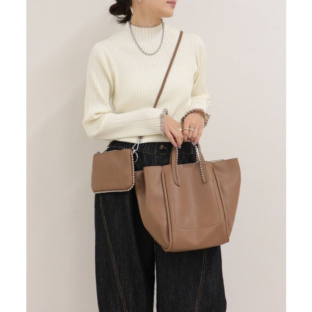 飾りボールチェーンミニショルダー付バッグ （ベージュ）