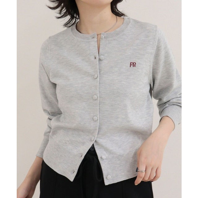 FR刺繍BASIC天竺カーディガン （ライトグレー）