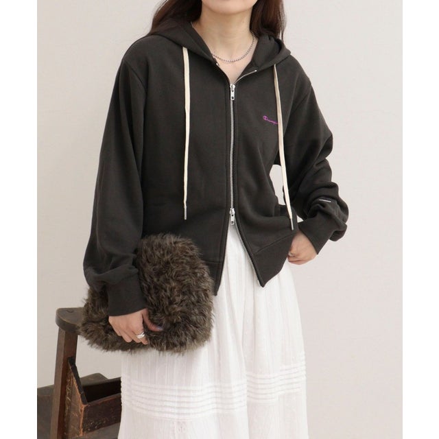 【CHAMPION】DOUBLE ZIP HOODED SWEATSHIRT （チャコールグレー）