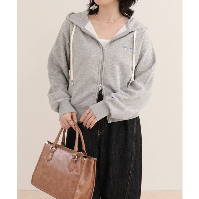 【CHAMPION】DOUBLE ZIP HOODED SWEATSHIRT （ライトグレー）