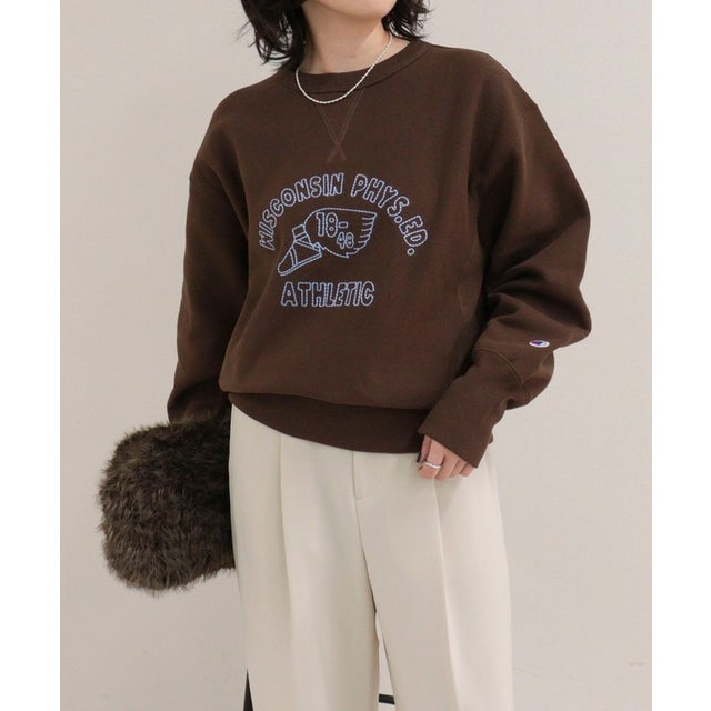 【CHAMPION】REVERSE WEAVE CREW NECK SWEATSHIRT （ブラウン）