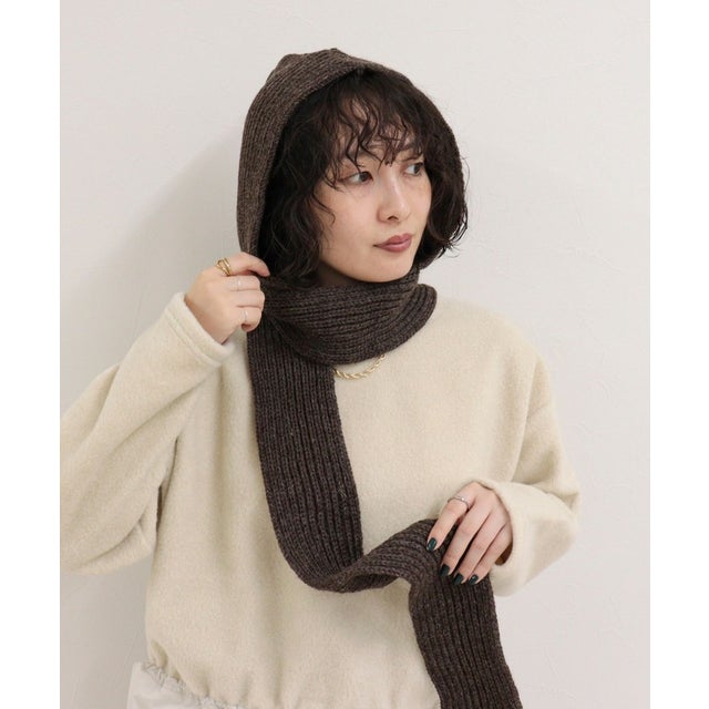 HIGHLAND2000ウールリブフーディースカーフ （ブラウン）