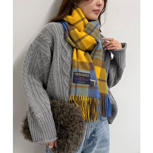 TWEEDMILL48幅ウールストール （イエロー系1）