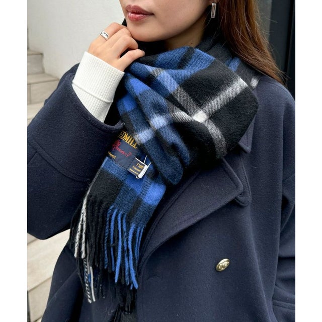TWEEDMILL48幅ウールストール （ブルー系1）