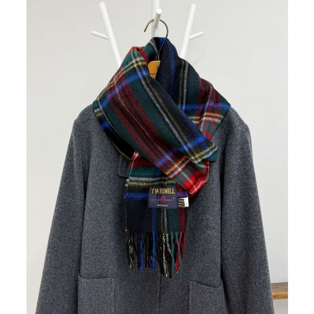 TWEEDMILL48幅ウールストール （ブラック・グレー系1）