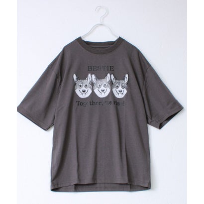 度詰め天竺CAT&DOG前後TEE （グレー系1）｜詳細画像