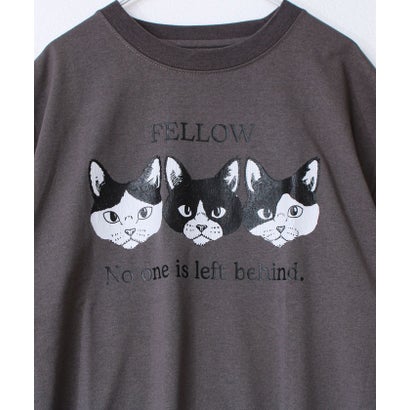 度詰め天竺CAT&DOG前後TEE （ホワイト系4）｜詳細画像