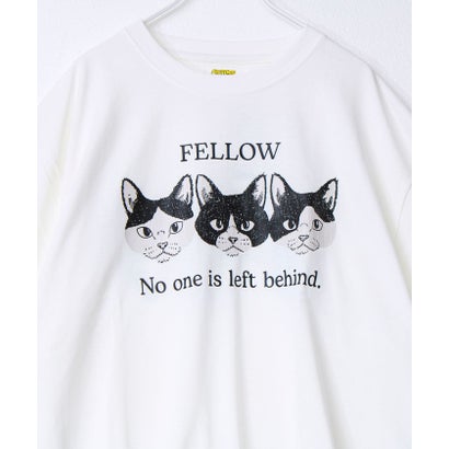度詰め天竺CAT&DOG前後TEE （ホワイト系4）｜詳細画像