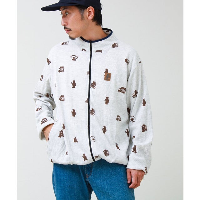 COBコブベアー総柄ワッフルZIP JKT （ライトグレー）