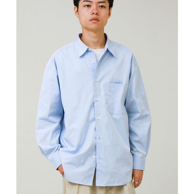 supima cottonシャツL/S （サックス）