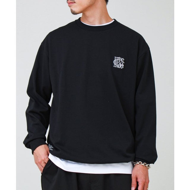 AirDry クイックドライ 裾ドローコード ロングスリーブTシャツ ロンT （ブラック）
