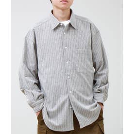 Stripe crepe シャツL/S （ブラウンベージュ系3）