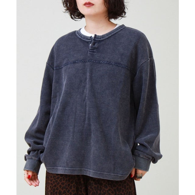 硫化染めワッフルL/S （インディゴブルー）