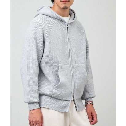 Knit Zip HOODIE （ライトグレー）｜詳細画像