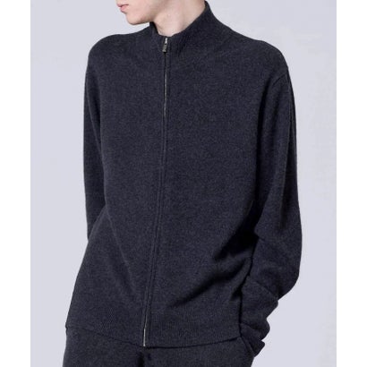 100% CASHMERE FULL-ZIP HIGH-NECK SWEATER （ブラック）｜詳細画像