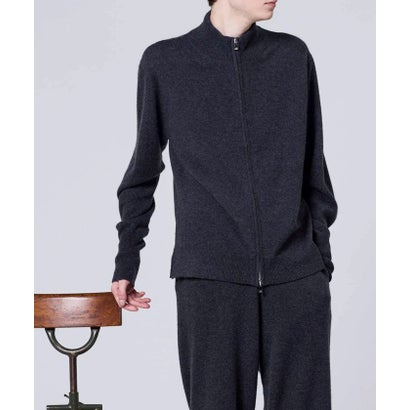 100% CASHMERE FULL-ZIP HIGH-NECK SWEATER （ブラック）｜詳細画像