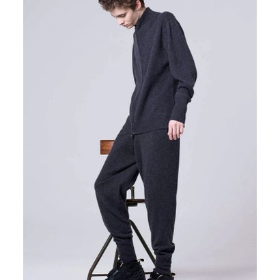 100% CASHMERE FULL-ZIP HIGH-NECK SWEATER （ブラック）｜詳細画像