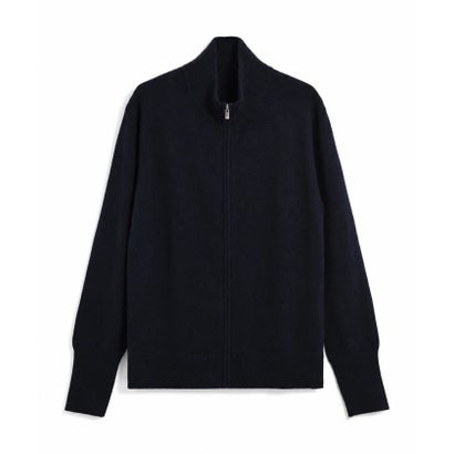 100% CASHMERE FULL-ZIP HIGH-NECK SWEATER （ブラック）｜詳細画像