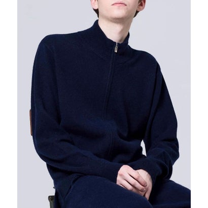 100% CASHMERE FULL-ZIP HIGH-NECK SWEATER （ブラック）｜詳細画像