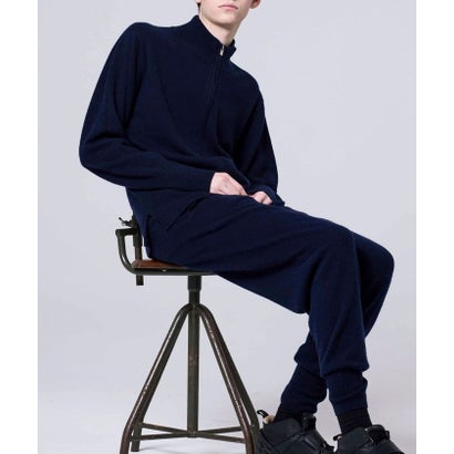 100% CASHMERE FULL-ZIP HIGH-NECK SWEATER （ブラック）｜詳細画像