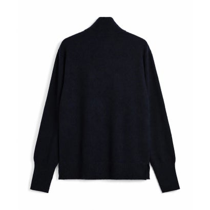 100% CASHMERE FULL-ZIP HIGH-NECK SWEATER （ブラック）｜詳細画像