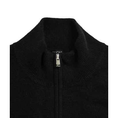 100% CASHMERE FULL-ZIP HIGH-NECK SWEATER （ブラック）｜詳細画像